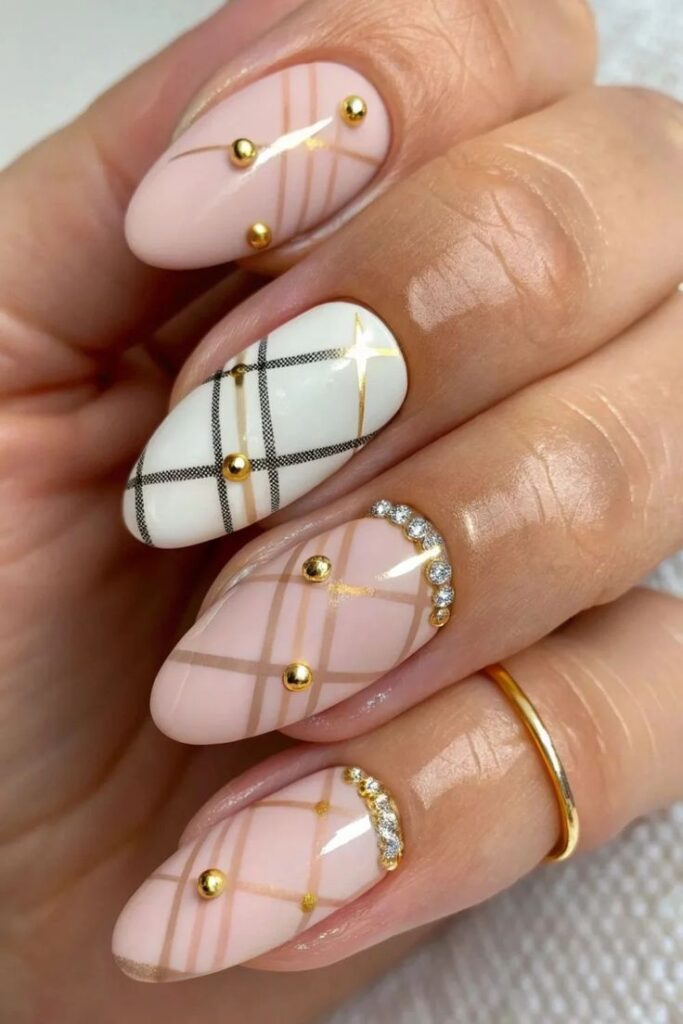 Textile nails are the "preppy" pattern trend getting bigger