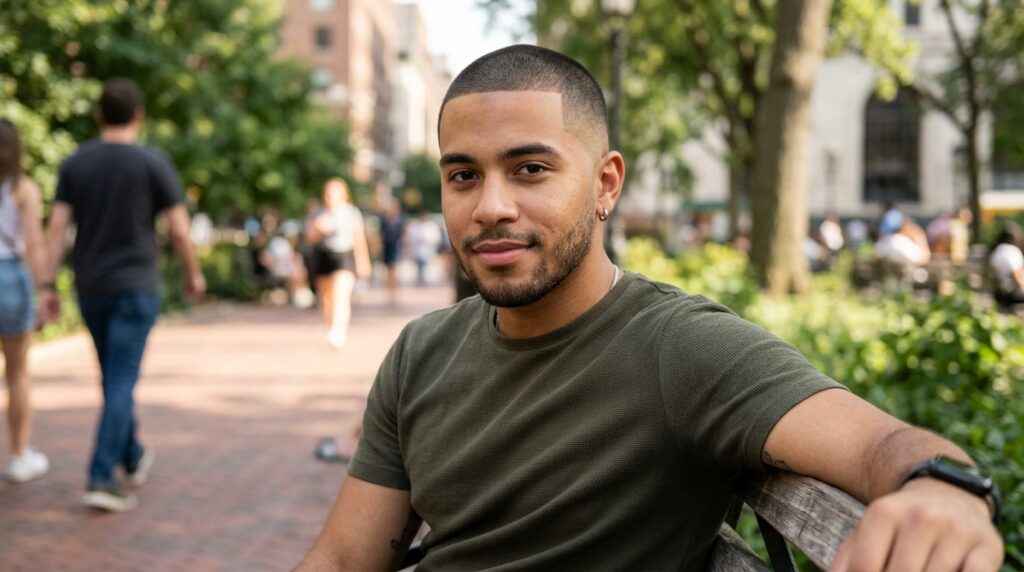 Buzz Cut with Mid Fade