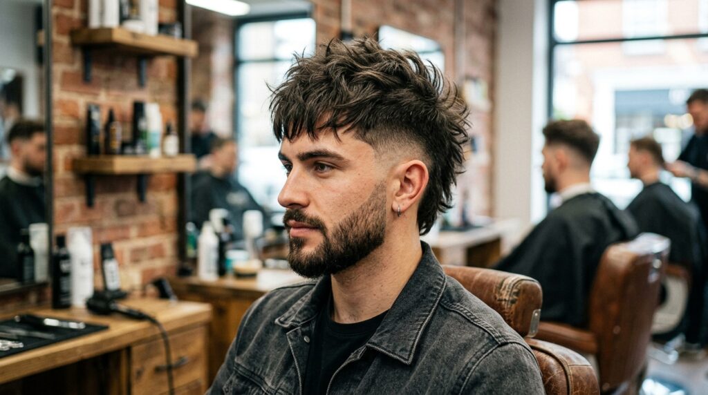 Choppy Fringe Mohawk with Burst Fade