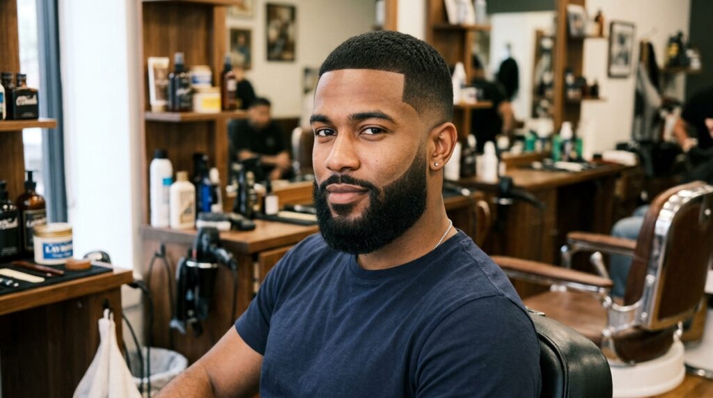Simple Crew Cut with Burst Fade and Beard