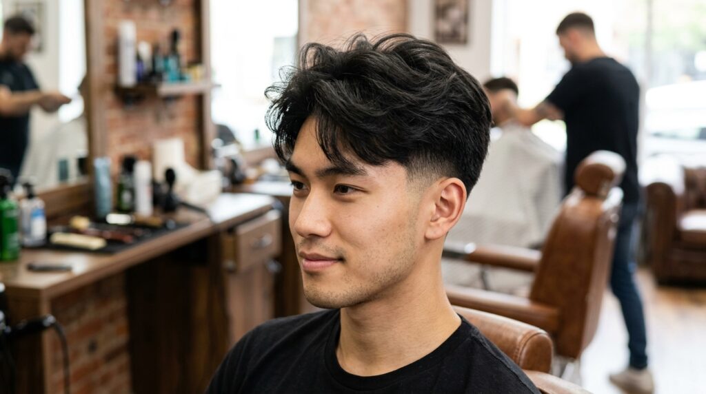 . Low Taper Fade Fluffy Hair for Straight Hair