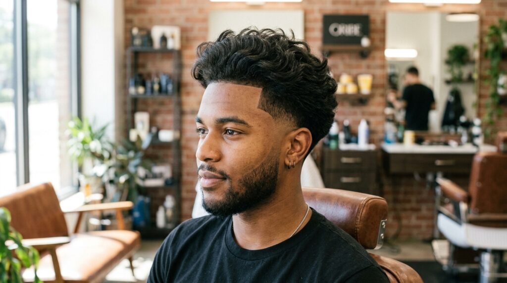 Low Taper Fade Fluffy Hair With Light Waves