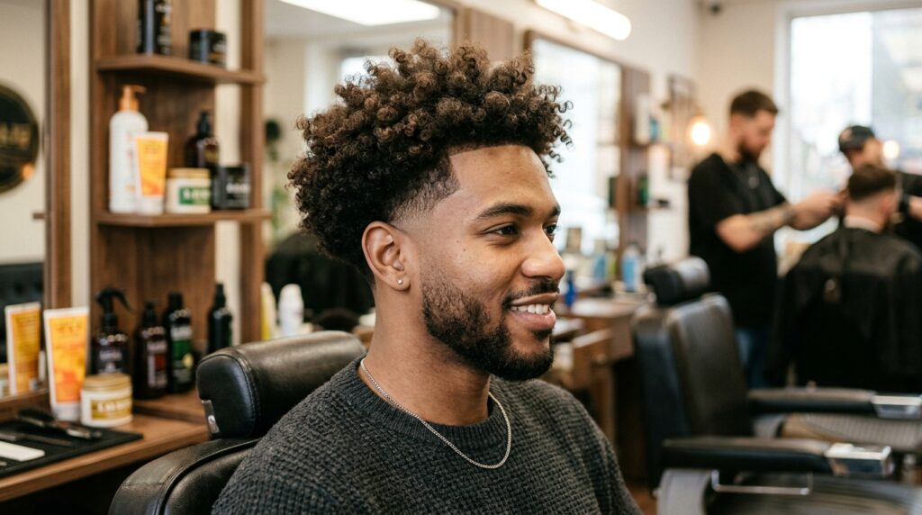  Low Taper Fade With Fluffy Curls