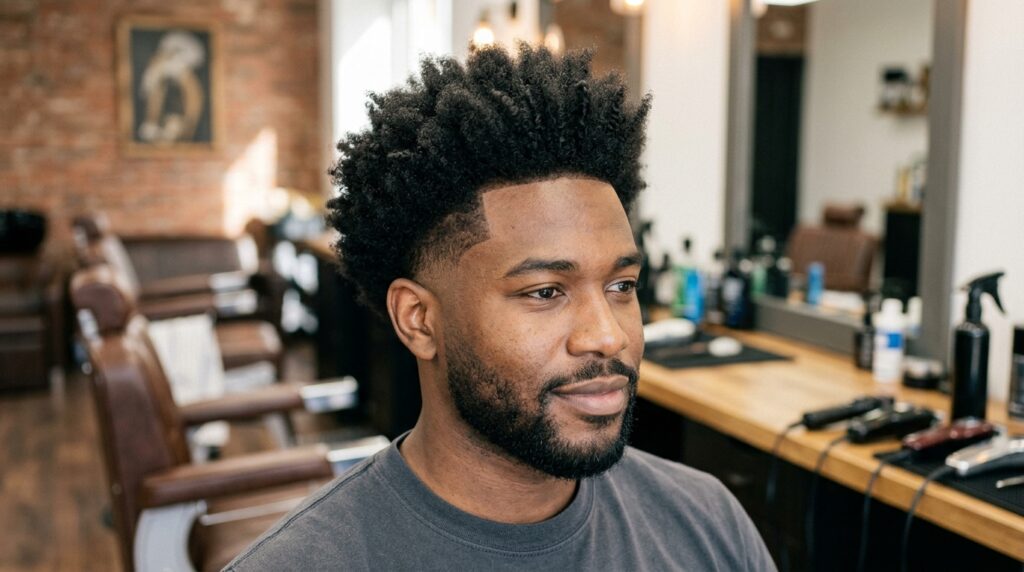 Sponged Long Afro Fade