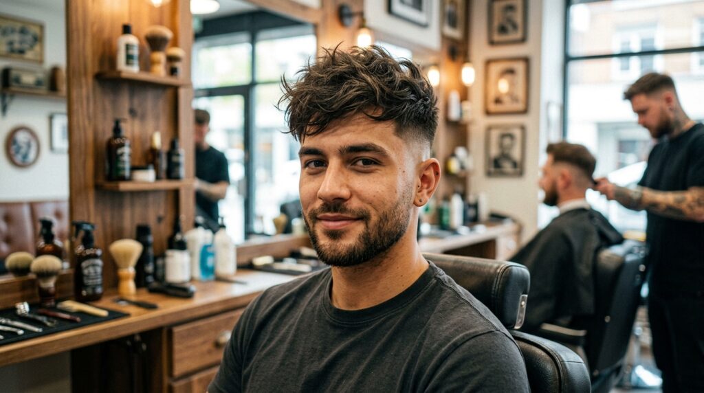 Short, Messy Hair with Taper Fade