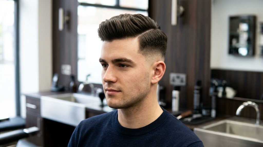 Modern Side Part with Mid Skin Fade
