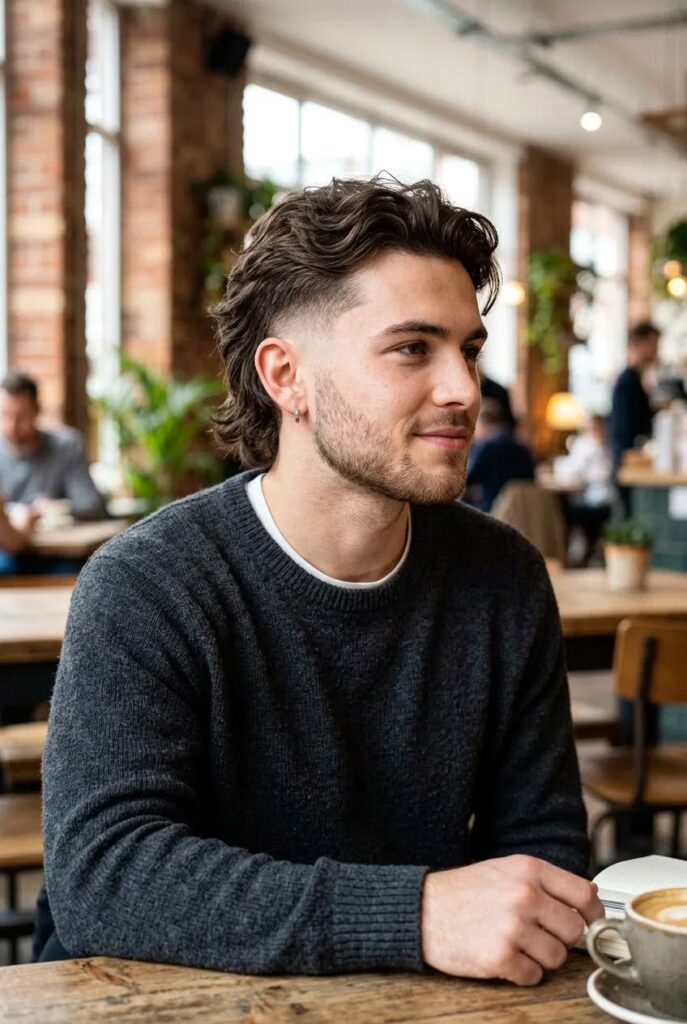Burst Fade Wavy Mullet