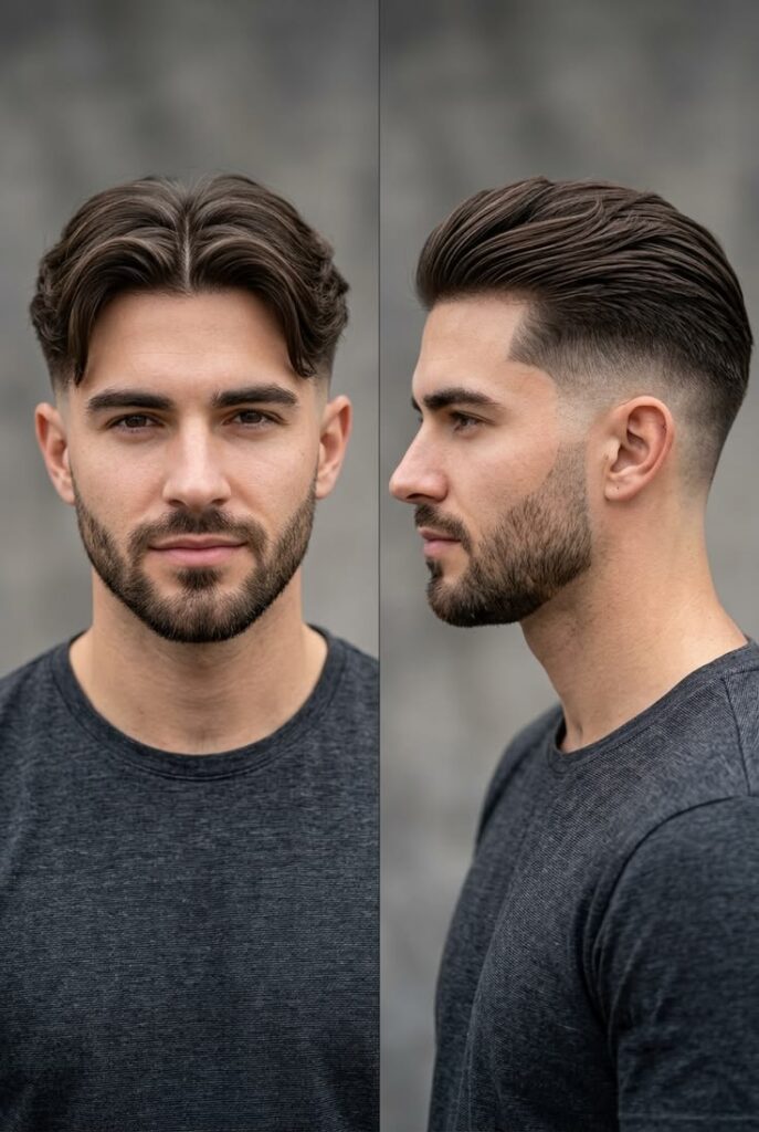 Types of low taper fade middle part styles