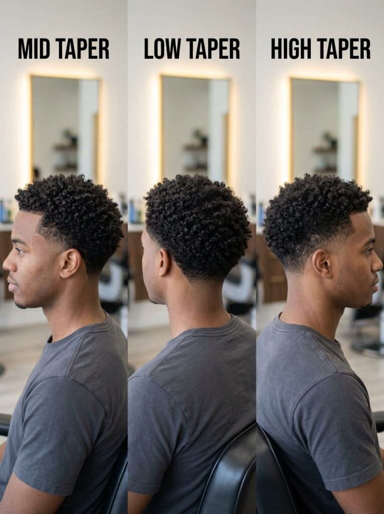 Mid taper vs. low and high tapers on curly hair