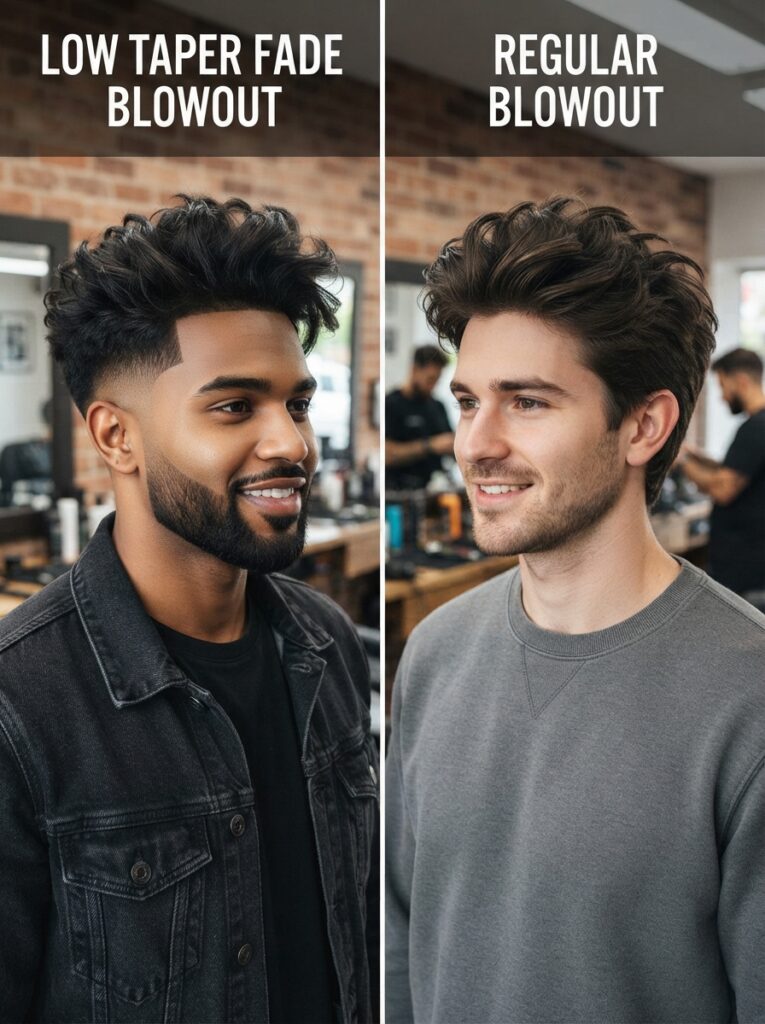 Low taper fade blowout vs a regular blowout
