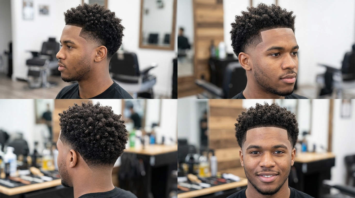 Mid taper fade curly hair