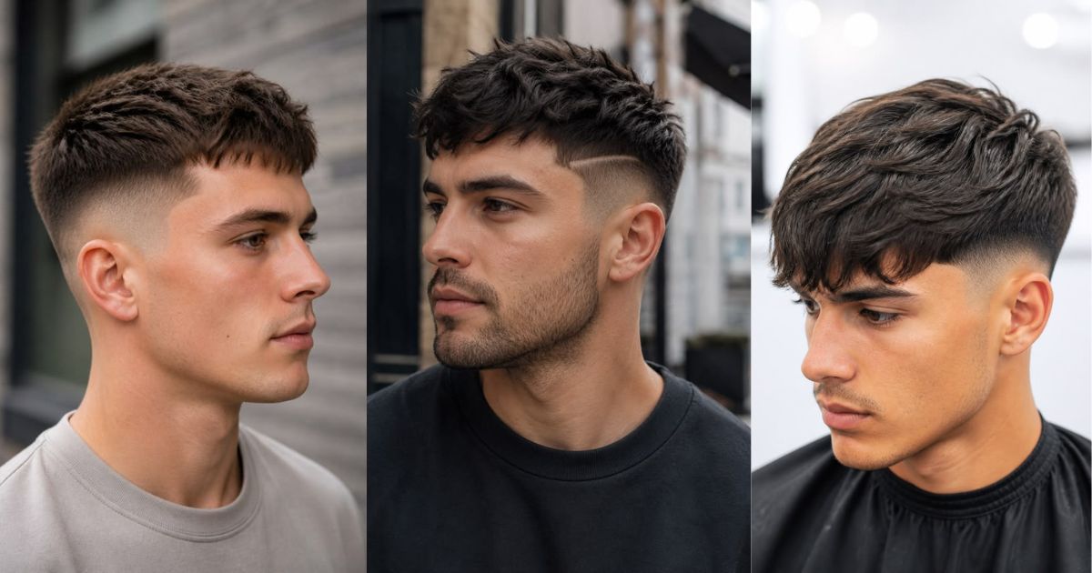 Textured Fringe With Low Taper Fade