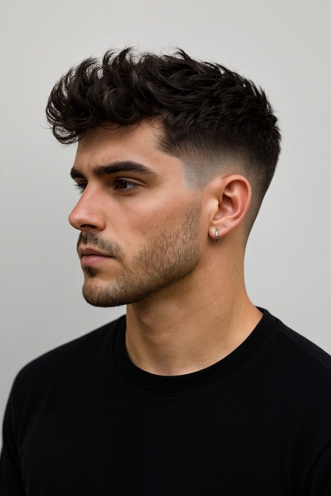 How to style fluffy hair with a low taper fade, step by step