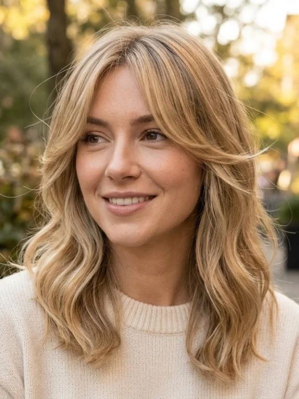 Blonde Curtain Bangs