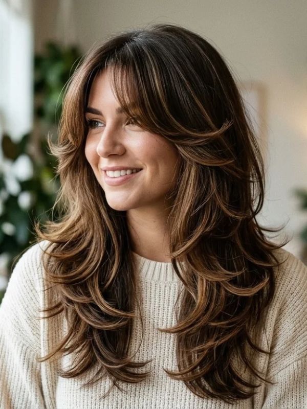 Butterfly Haircut with Curtain Bangs