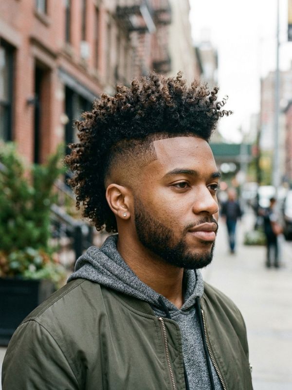 Curly frohawk or mohawk