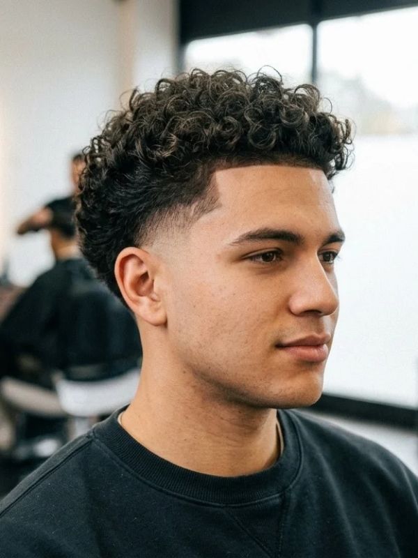 High Taper with Curly Top