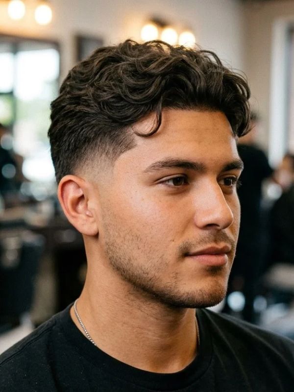 High Taper with Wavy Hair