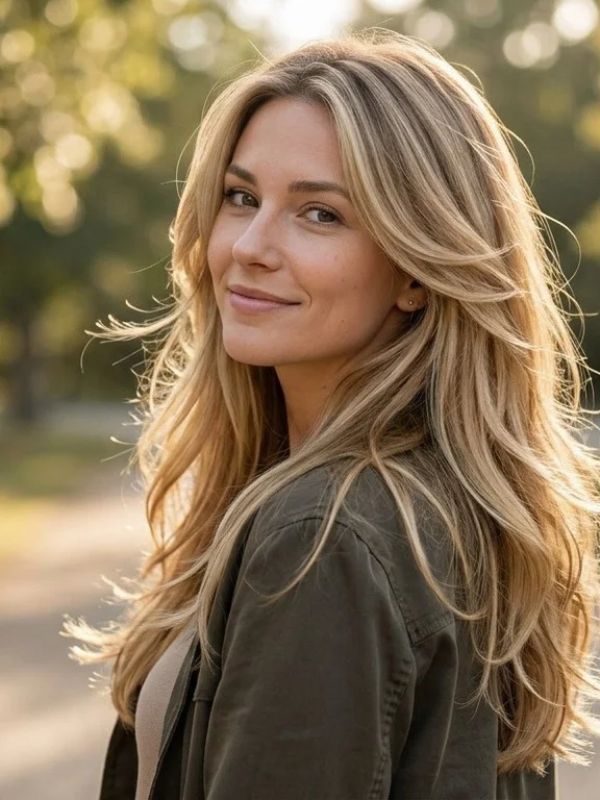 Long Blonde Layered Hair
