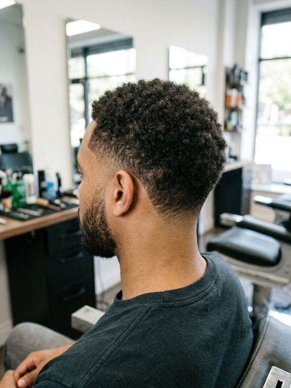 Low burst fade with a natural or tapered neckline