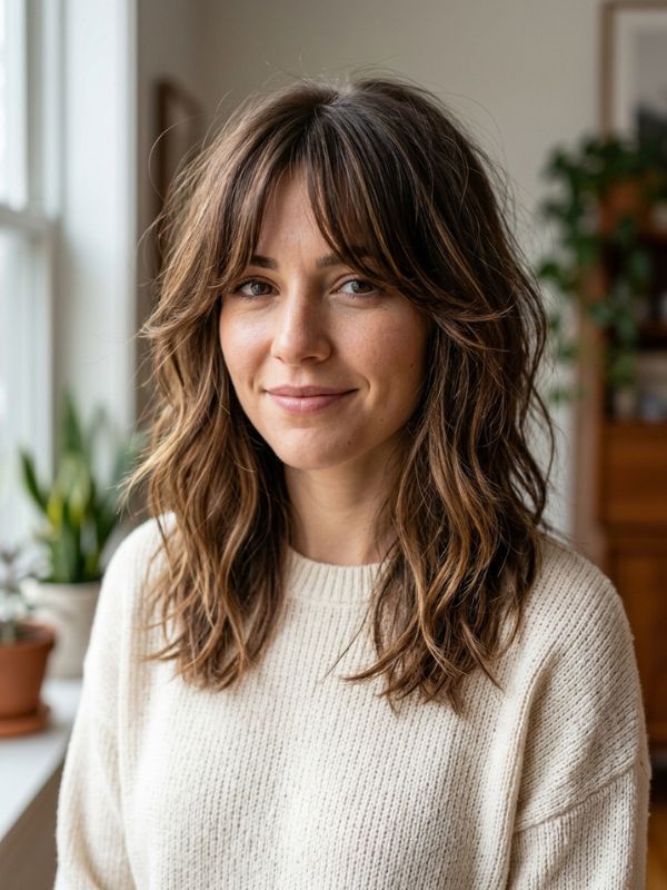 Medium Length Hair with Curtain Bangs
