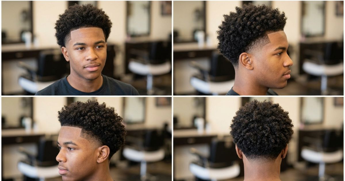 Mid taper fade curly hair