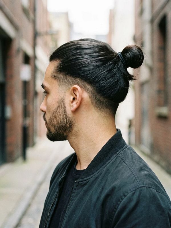 Modern Samurai Bun with Low Fade