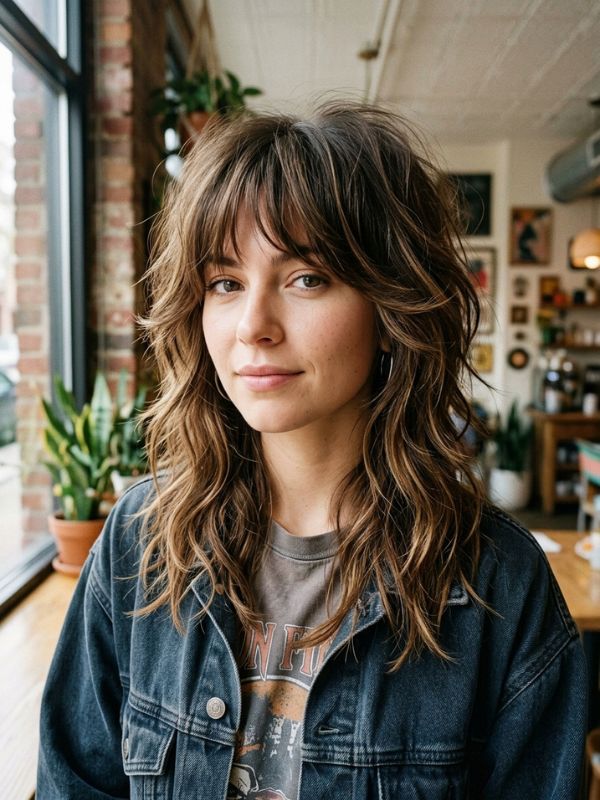 Modern Shag with Wispy Bangs