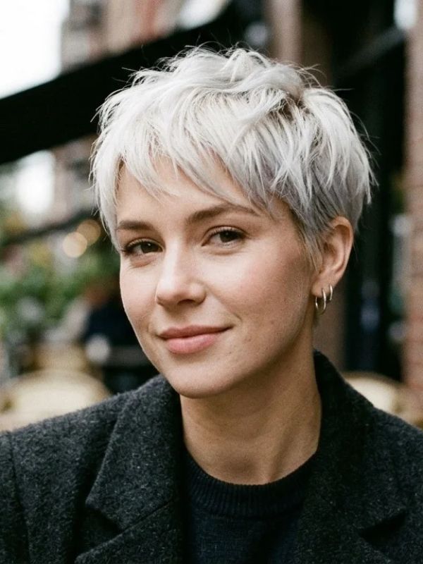 Platinum Blonde Pixie Cut