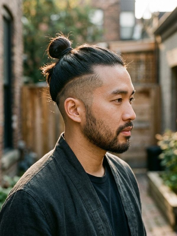 Samurai Bun with Shaved Sides