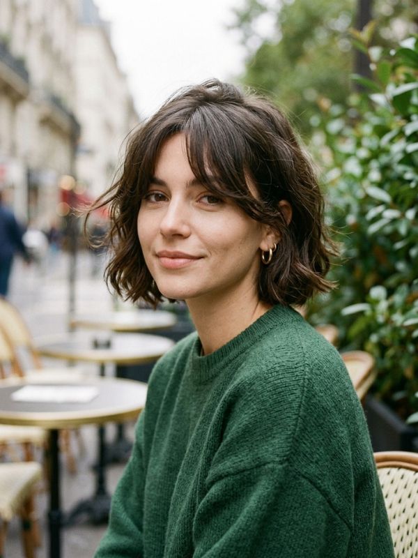 Short Haircut with Curtain Bangs