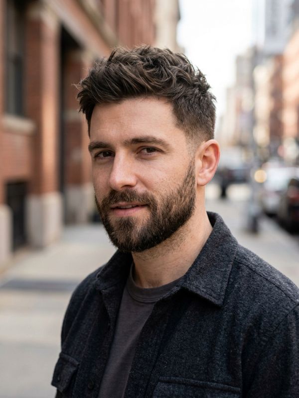  Short Textured Haircut with Beard