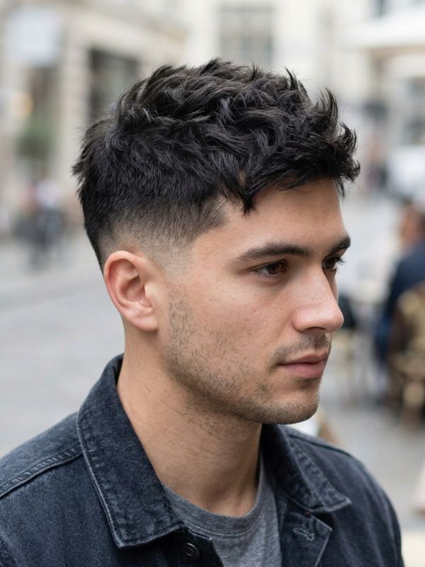 Short Textured Haircut with Low Fade