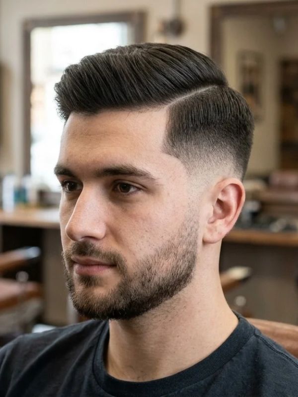 Taper Fade with a Side Part