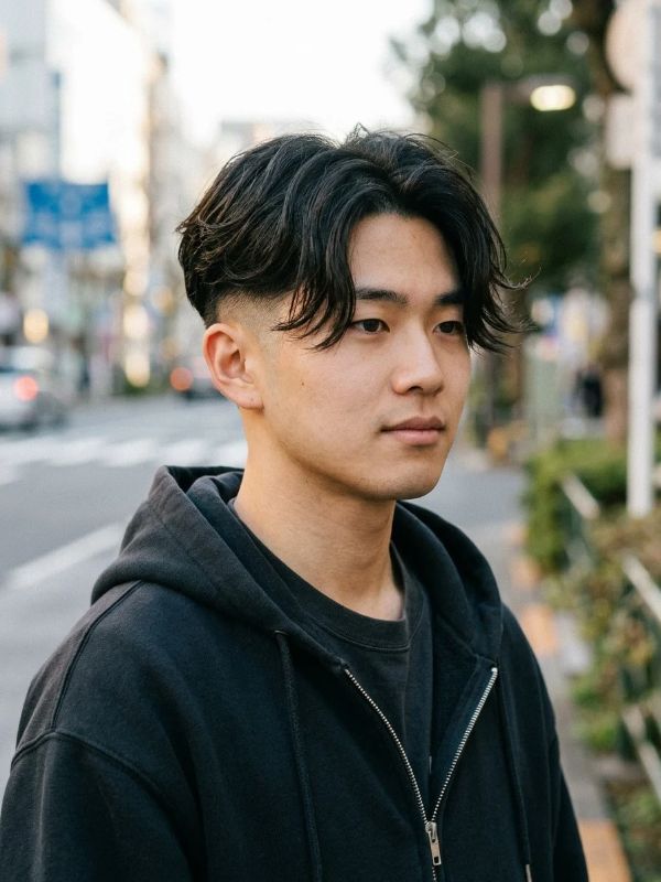 . Two Block Haircut with Middle Part