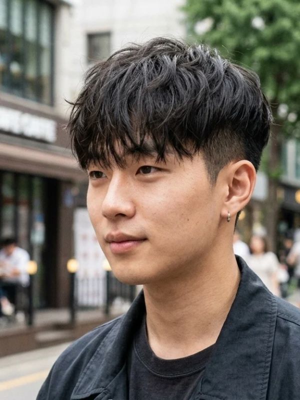 Two Block Haircut with Textured Fringe
