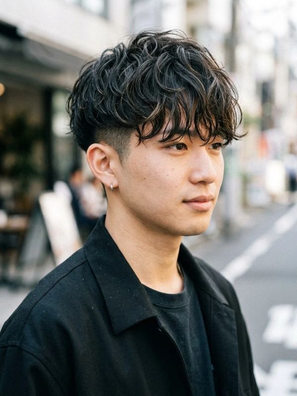 Two Block Haircut with Wavy Hair