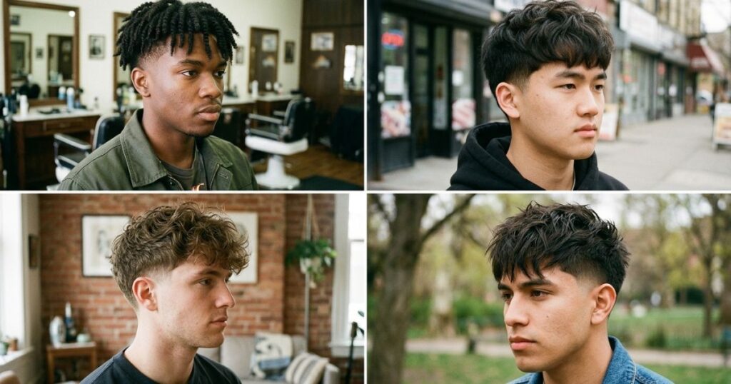 Variations of the Low Taper Fade with Textured Fringe