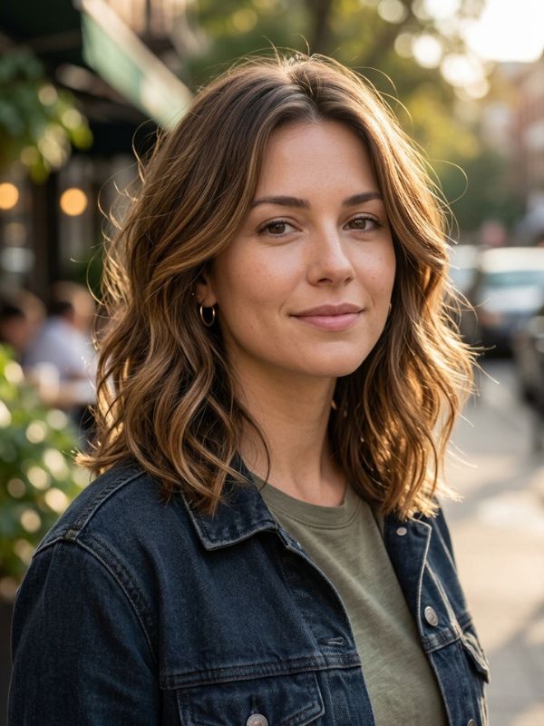 Wavy Medium Length Hairstyle